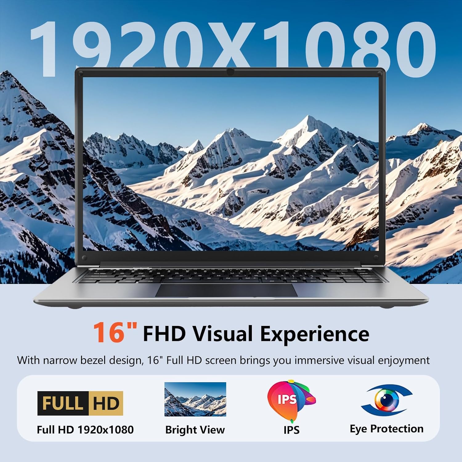laptop 16-inch   8GB DDR 256GB SSD portable laptop computer  expandable to 1TB  Pentium quad-core CPU up to 2.64 GHz  9000mAh battery  interface  USB3.0 interface  dual-band WiFi  webcam  slim laptops
