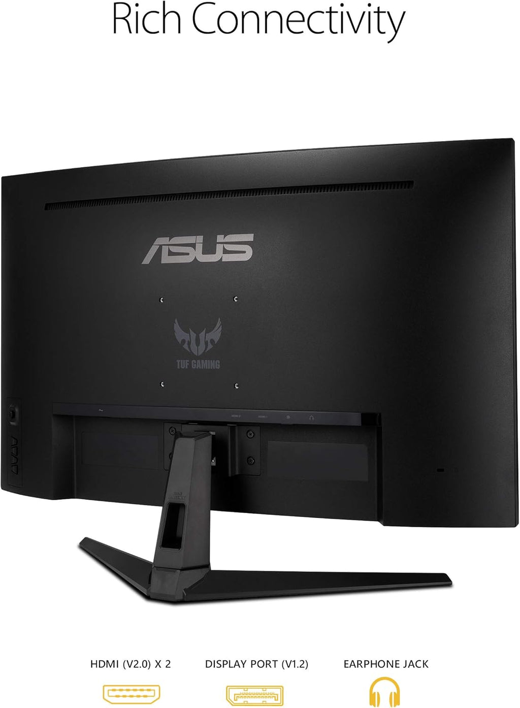 ASUS TUF 32 Inch Curved Gaming Monitor - QHD (2560 x 1440)  165Hz (Supports 144Hz)  1ms  Extreme Low Motion Blur  Speaker  FreeSync Premium  VESA Mountable  DisplayPort  HDMI - VG32VQ1B