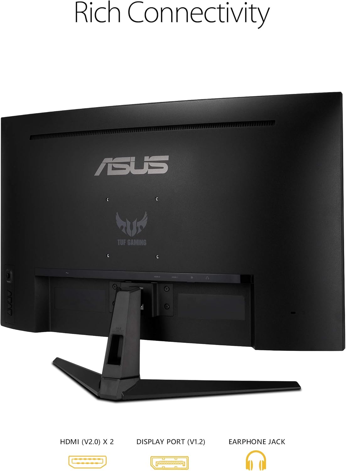 ASUS TUF 32 Inch Curved Gaming Monitor - QHD (2560 x 1440)  165Hz (Supports 144Hz)  1ms  Extreme Low Motion Blur  Speaker  FreeSync Premium  VESA Mountable  DisplayPort  HDMI - VG32VQ1B