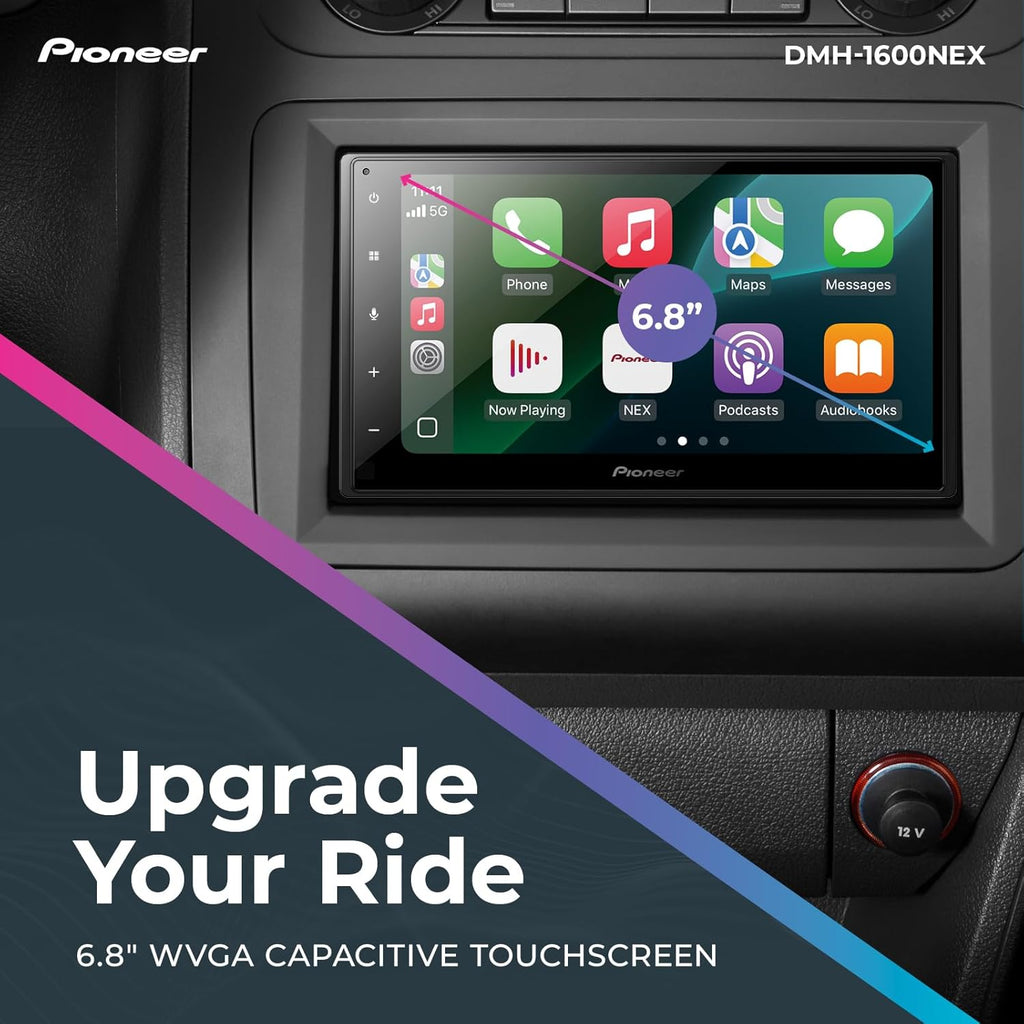 Pioneer DMH-1600NEX 6.8" Double-Din Digital Multimedia Receiver - Built in Bluetooth  Wired Apple CarPlay and Android Auto  Touchscreen  Rear Camera Input