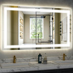 40"x 60"LED Bathroom Mirror, Backlit + Front Lit, LED Bathroom Mirror with Lights for Wall, 3 Colors, Anti-Fog, Dimmable Brightness, Tempered Glass