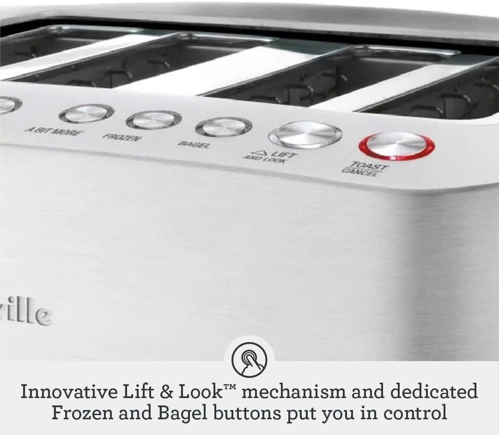 Breville BTA840XL Die-Cast Smart Toaster, 4 Slice, Brushed Stainless Steel