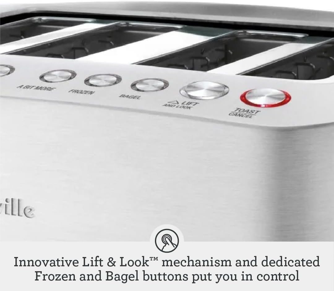 Breville BTA840XL Die-Cast Smart Toaster, 4 Slice, Brushed Stainless Steel