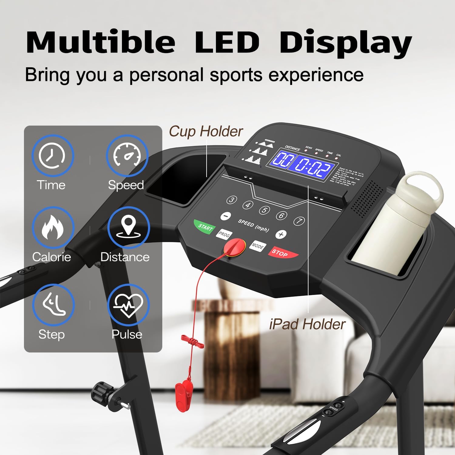 Treadmills for Home Treadmill with 5.6% Incline Walking Pad Treadmill Running Machine 3.0 HP Quiet Brushless, 350 Lbs Capacity, App, Heart Rate Monitor, Holder for Cup & Phone