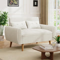 JAMFLY 47'' Small Loveseat Sofa, 2 Seat Compact Couch with Tapered Legs, White Upholstered Furniture, Solid Wood Frame, Comfy Foam Cushion, Easy Assembly for Small Spaces