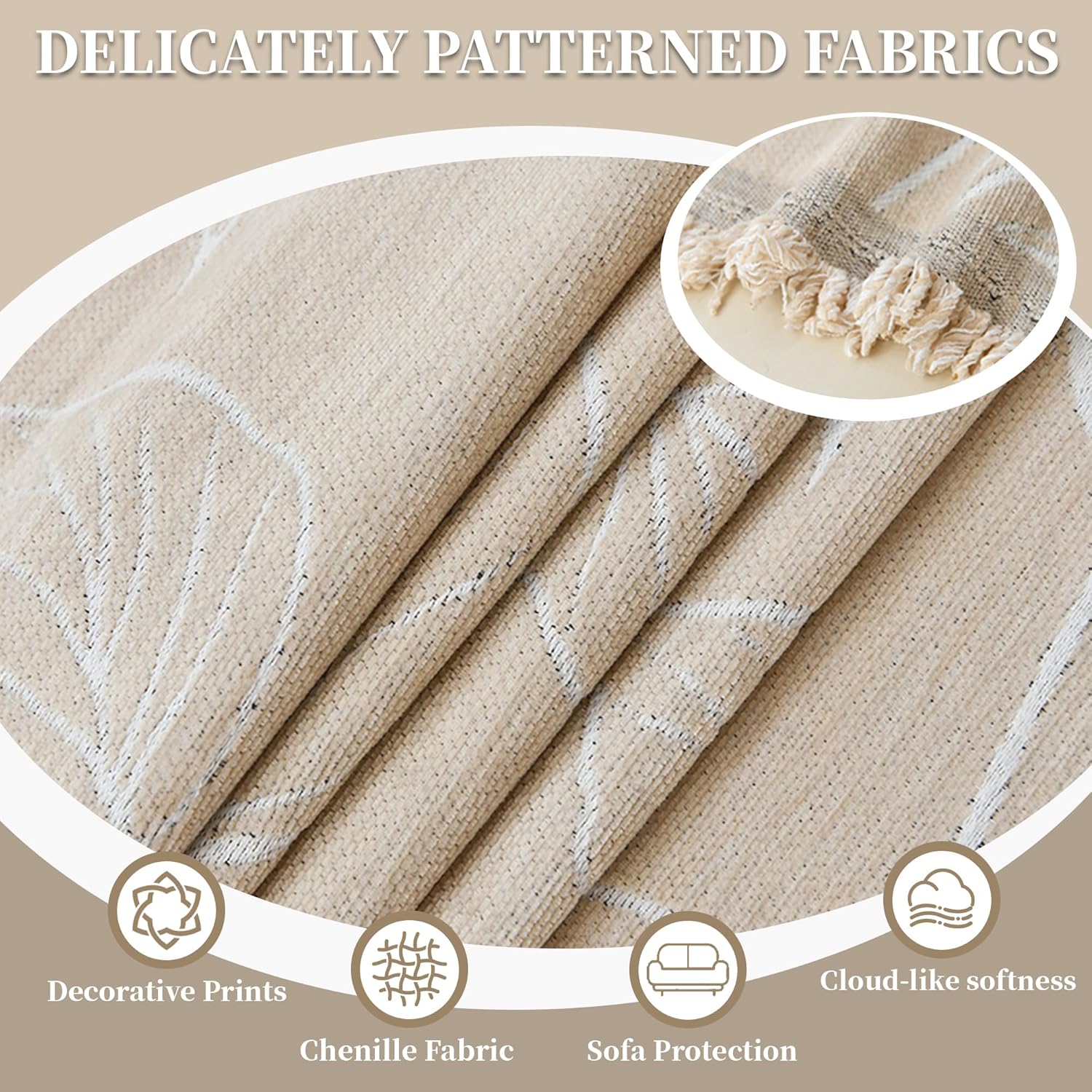 1OO% Waterproof Sectional Couch Covers for Dogs L Shaped Corner Sofa Cover Washable Chenille Sofa Slipcovers Blanket Modern Jacquard Pet Furniture Protector (91"x252", Beige Flower)