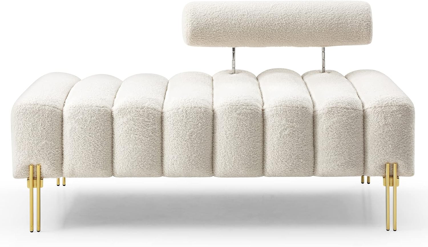 NIOIIKIT 53.2" Modern Loveseat Sofa Couch, Upholstered Accent Sofa with Golden Legs and Adjustable Backrest, Small Teddy Fleece Couches for Bedroom, Living Room, Compact Small Space (Beige Teddy)