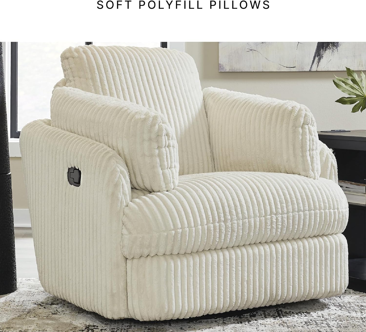 Signature Design by Ashley Tie-Breaker Casual Swivel Glider Recliner with Hidden Storage, White