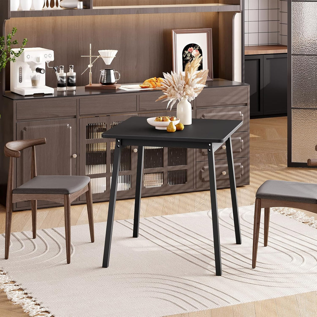 HOOBRO Bamboo Dining Table, Square Dining Table for 2, 27.6" Kitchen Table for Small Space, Writing Table, Easy to Assemble, for Dining Room, Living Room, Office, Kitchen, Apartment, Black BK70CZ01G1
