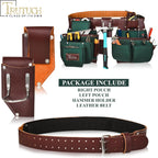 Nylon and Leather Tool Belt | Framing Tool Bags/Pouch | for Carpenter, Construction, Framers & Electrician (Green)
