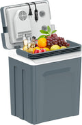 25L Portable Electric Cooler & Warmer, Small Refrigerator with Handle, 110V AC and 12V DC Car Fridge, Camping/Outdoor/Travel Cooler for Vehicles & Trucks, Grey