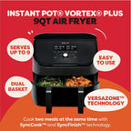 Instant Pot VersaZone 9QT Air Fryer,8-in-1 Functions with EvenCrisp Technology, Crisps,Broils, Bakes,Roasts, Dehydrates,Reheats at Same or Different Temperature, from the Makers of Instant Pot, Black