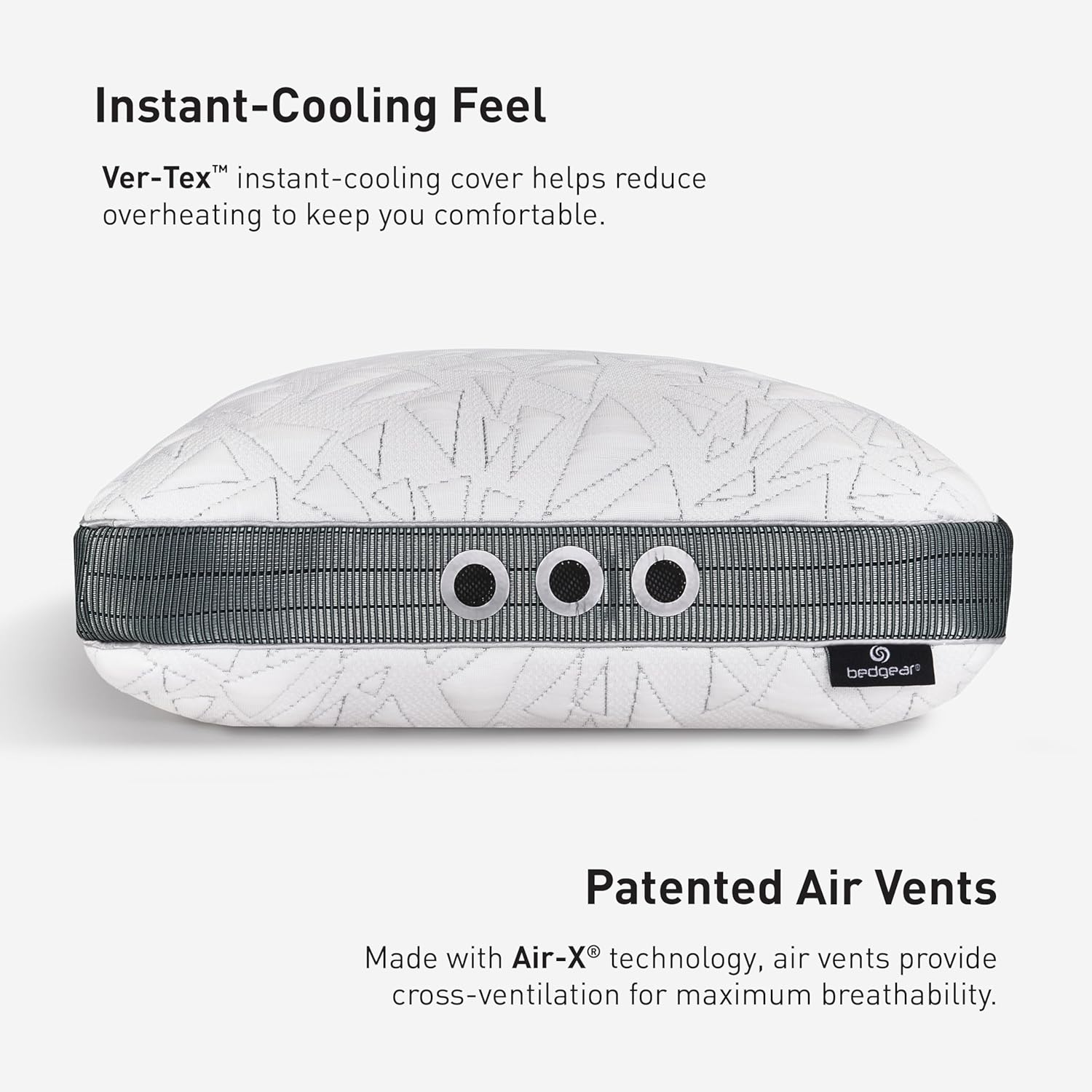 Bedgear Storm Performance Pillow 2.0 – Cooling Bed Pillow for Hot Sleepers, Medium Firm Support for All Sleep Positions – Dual-Sided Comfort, Breathable Air-X Mesh, Washable Ver-Tex Cover, 20” x 36”