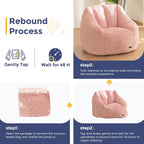 MAXYOYO Bean Bag Chair, Comfy Bean Bag Sofa with Back Support, Faux Fur Bean Bag Chair for Adults and Kids, Stuffed Floor Sofa for Living Room, Bedroom, Apartment, Pink