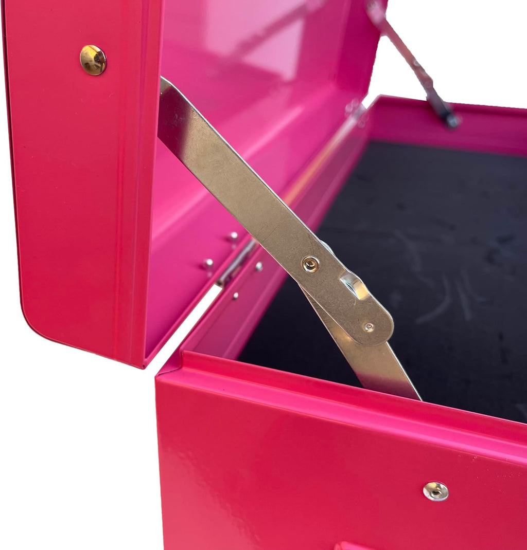 Workington Portable Metal Tool Chest with 6 Drawers, 24" 6-Drawer Tool Chest Cabinet with Ball Bearing Drawer Slides, Steel Tool Storage Box Organizer 4005 Pink