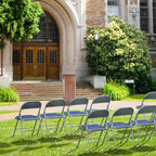VINGLI 6 Pack Folding Chairs with Padded Seats, Metal Frame with Pu Leather Seat & Back, Capacity 350 lbs, Blue