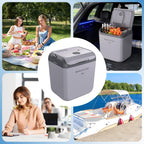 32 QT (30 L) Electric Cooler & Warmer, Portable Thermoelectric 12V/110V Refrigerator with Handle, Plug In Coolers, Car fridge for Vehicle, Truck, Travel, Camping, Light Gray