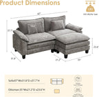 URRED Cloud Couch Modular Sectional Sofa, 87" Modern L Shaped Deep Seat Sofa with Ottoman & Pillows, Ultra Comfy Chenille Couches for Living Room, Bedroom or Apartment, Grey