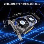 ZER-LON GeForce GTX 1050 Ti Gaming Graphics Card, 4GB GDDR5 128bit 1291MHz DP HDMI DVI-Output GPU, PCI Express 3.0 Support Up to 4K Video Card for Office and PC Gaming