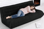 Bean Bag Chair,Giant Beanbag Chairs for Adults,Comfy Large Fireside Chair Lazy Sofa,Corduroy Bean Bag Lounger with Memory Foam Filled,Floor Sofa Couch for Home,Living Room (Black, 3-Seater)
