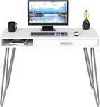 SHW Home Office Computer Hairpin Leg Desk with Drawer, White