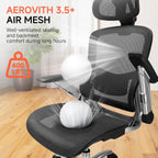 GTPLAYER Big and Tall Ergonomic Mesh Office Chair, High Back Home Desk Chair Computer Gaming Chair with Headrest, Flip-Up Arms, 90-125° Tilt Lock and Wide Cushion, Task Chair for Man Woman-Deep Black