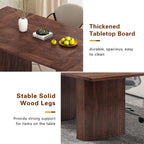 78 Inch Rectangular Dining Table for 6 to 10, Farmhouse Fluted Dining Kitchen Table, Modern Wood Long Dining Table for Kitchen Living Room, Walnut
