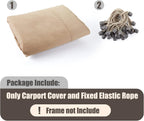 Carport Replacement Canopy Cover 10'x20' for Tent Top Garage Shelter Cover with Ball Bungees, 800D Oxford Replacement Cover Waterproof & UV Protection, Not Included Frame (Light Brown)