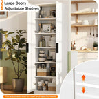 VINGLI 70" Modern Pantry Cabinet,Tall Storage Cabinet with Fluted Doors and Adjustable Shelves for Dining Room, Kitchen, Office, and More in White