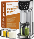 Ice Cream Maker Machine 12-in-1, Full Automatic Stainless Steel Homemade Ice Cream Maker for Sorbet, Milkshake, Frozen Yogurt & More, Easy to Clean Ice Cream Machine, (3) Family-Sized Tritan Tubs