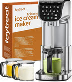 Ice Cream Maker Machine 12-in-1, Full Automatic Stainless Steel Homemade Ice Cream Maker for Sorbet, Milkshake, Frozen Yogurt & More, Easy to Clean Ice Cream Machine, (3) Family-Sized Tritan Tubs
