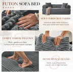Antetek Modular Couch Bed, Convertible Folding Plush Corduroy Comfy Floor Compression Loveseat Sleeper Sofa Couch, King Size Bed for Guest Room Living Room Bedroom, No Assembly Required, Light Grey