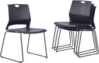 Sidanli Stacking Chairs Stackable Waiting Room Chairs Conference Room Chairs-Black (Set of 4)