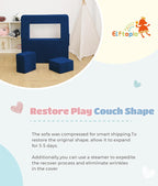 Elftopia Modular Kids Sofa,Toddler Couch Foam Armchair for Kids, Children Convertible Plush Sofa Play Set,Fold Out SofaBed(Navy)