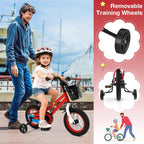 COSTWAY Kids Bike, 12 14 16 18 20 Inch Toddler Bike for Boys & Girls Aged 3-8 Years Old, Kids Bicycle w/Removable Training Wheels, Handbrake & Coaster Brake, Basket, Bell