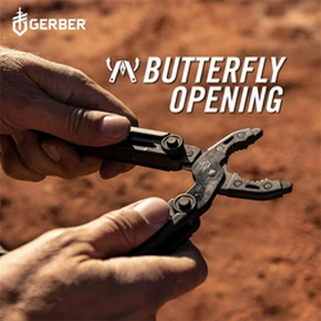Gerber Gear Dual-Force Multitool - Heavy Duty, Center Axis Driver, Blunt Nose Pliers with Saw, Wire Cutters, Bit Storage, and More - Black