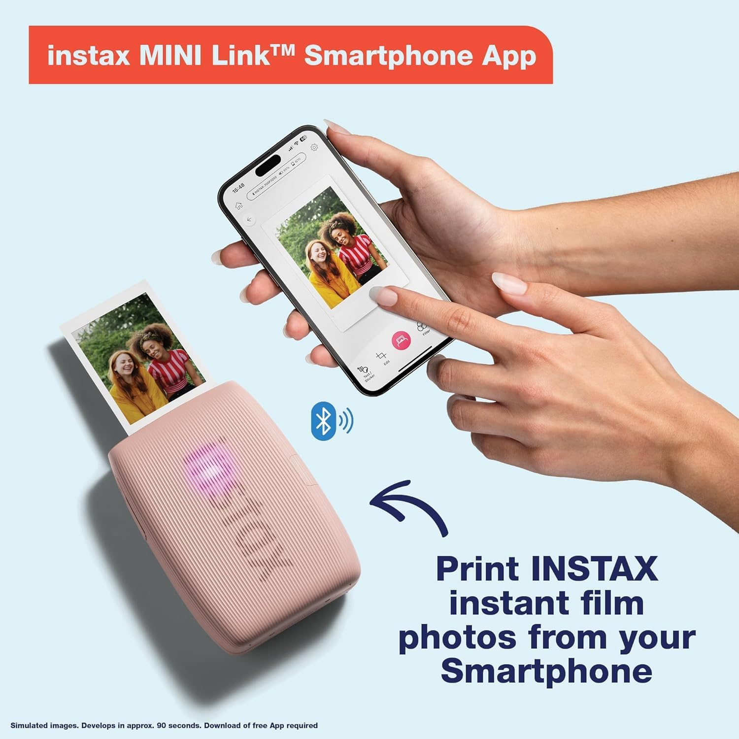 Fujifilm Instax Mini Link 3 Smartphone Printer Clay White + Fuji Film Value Pack (20 Sheets)+ Shutter Accessories Bundle  Incl. Protective Case  20 Sticker Frames  USB Type C Cable