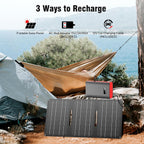 Portable Solar Generator 300W Power Station with Foldable 60W Solar Panel  Portable Power Bank 65W with DC AC Outlet 110V for Laptop Smart Device Home RV Outdoor Hiking Camping Adventure