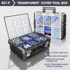 5 Tier Stackable Tool Box with Wheels,Rolling Tool Box with Drawers,Modular Tools Organizer,Portable Tool Box with Transparent Parts Box,Large Capacity Toolbox,for Garage Storage,Home and Repair Shop