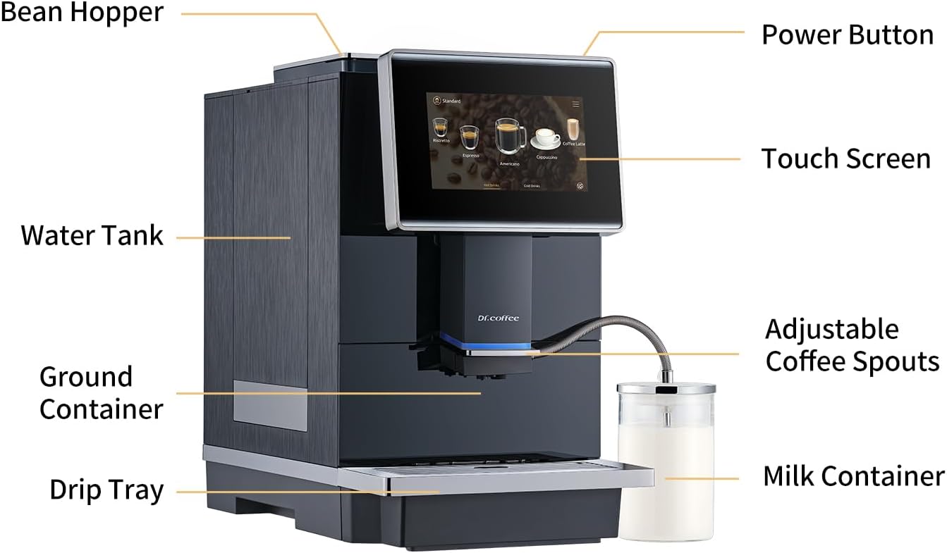C11L Fully Automatic Espresso Machine – 15 Hot & Cold Coffees, Auto Clean Latte Go Coffee Maker, Silent Brew, Quick Start, Ceramic Grinder （Black）