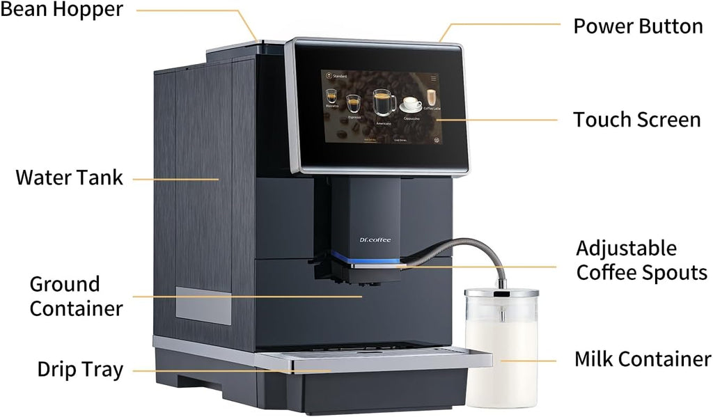 C11L Fully Automatic Espresso Machine – 15 Hot & Cold Coffees, Auto Clean Latte Go Coffee Maker, Silent Brew, Quick Start, Ceramic Grinder （Black）