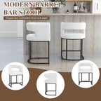Westice Bar Stools Set of 3, 26” Seat Height Counter Height Stools with Curved Backrest, Barrel Sherpa Fabric Bar Chairs with Metal Frames, Upholstered Chairs for Kitchen Island, Pub, Club, Beige