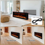 Valuxhome 50 inch Recessed Modern Electric Fireplace with WiFi Smart Control, 3 Top Light and Flame Colors, Timer&Thermostat, Overheating Protection, Logset and Crystal, Touch Screen, Black