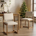 DUOMAY Upholstered Dining Chairs Set of 2, Mid-Century Modern Dining Room Chairs, Linen Fabric Kitchen Side Chairs with Wood Legs, Beige