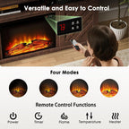 Marsail Fireplace TV Stand up to 70" TV with Storage, Farmhouse Entertainment Center with 23" Electric Fireplace, Adjustable Shelves, Remote Control & Cable Management, for Living Room, Brown