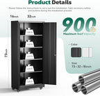 Greenvelly 73" Storage Cabinet with Wheels,Metal Rolling Garage Cabinet with Locking Doors and 4 Adjustable Shelves for Home,Kitchen,Office,Warehouse(32" W x 16" D)