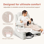 MAMAZING Lullapod Pro Oversized Rocking Chair Nursery with Adjustable Armrests, Electric Glider Nursing Chair for Breastfeeding, Power Swivel Recliner Chairs, Oeko-TEX & FSC Certified (Off White)