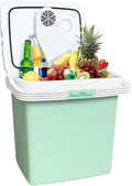 Iceblue Mini Fridge, 26 Liters/28 Cans Electric Cooler with Automatic Locking Handle, 120V AC Home Power Cord & 12V Car Adapter Car Refrigerator, Car Fridge for Home, Car, Gift (Green)