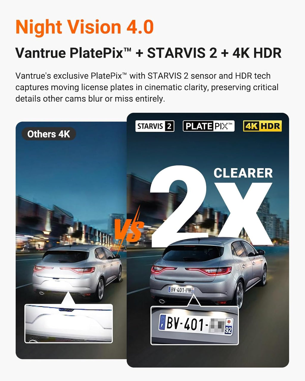 Vantrue N4 Pro S 4K 3 Channel Dash Cam w/Triple STARVIS 2  4K+1080P+2.5K Front Inside Rear Dash Camera  4+2.5K Dual Channel  HDR IR Night Vision  Voice Control  Parking Mode  GPS  Wi-Fi  Support 1TB