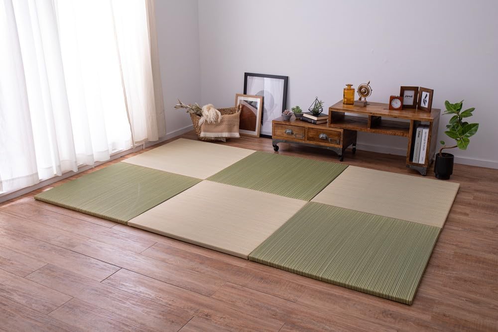PaletteLife Rimless Lightweight Portable Tatami Mats, Set of 9, Red, 32.3 x 32.3 x 1.0 inches (82 x 82 x 2.5 cm), Modular Tatami Mattress